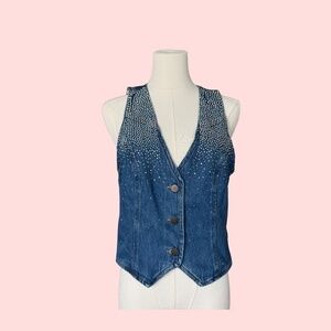 NWT Silver Springs Embellished Medium wash Denim Vest Size Medium